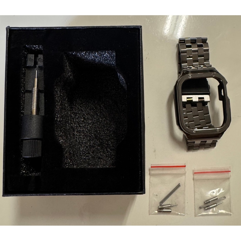 Apple Watch Case and Link Bracelet Band Set Gunmetal Stainless Steel Mod Kit